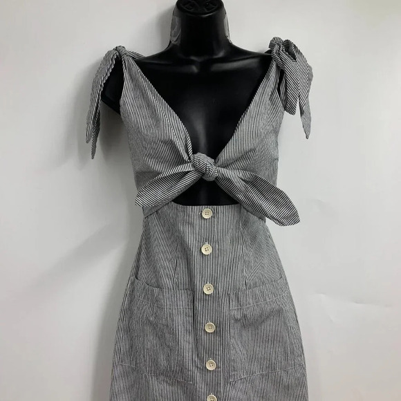 Alice McCALL Makes Sense Button Front Midi Black White Sleeveless Dress Size 4 - Picture 4 of 16